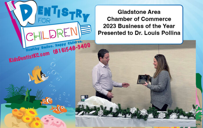 2023 Business of the year Award - Gladstone Area Chamber of Commerce presented to Dr. Pollina